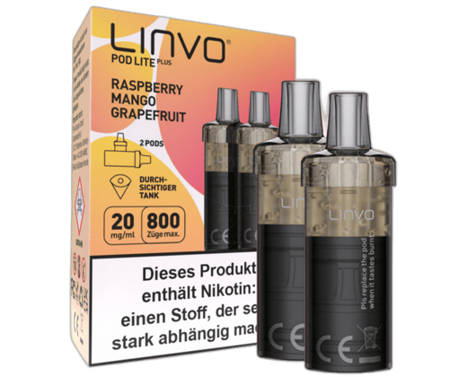 Linvo - Pod Lite Plus Cartridge Raspberry Mango Grapefruit 20 mg/ml (2 Stück pro Packung)
