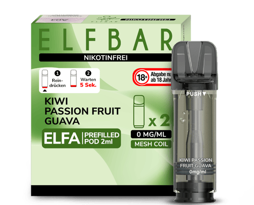 Elfbar - Elfa Pod Kiwi Passion Fruit Guava 0 mg/ml (2 Stück pro Packung)