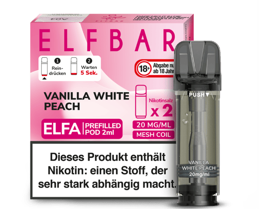 Elfbar - Elfa Pod Vanilla White Peach 20 mg/ml (2 Stück pro Packung)