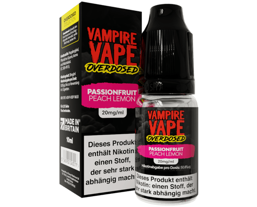 Vampire Vape - Overdosed - Passionfruit Peach Lemon - Nikotinsalz Liquid 20 mg/ml