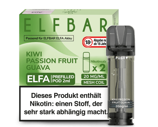 Elfbar - Elfa Pod Kiwi Passion Fruit Guava 20 mg/ml (2 Stück pro Packung)