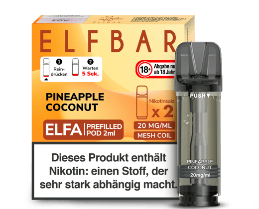 Elfbar - Elfa Pod Pineapple Coconut 20 mg/ml (2 Stück pro Packung)