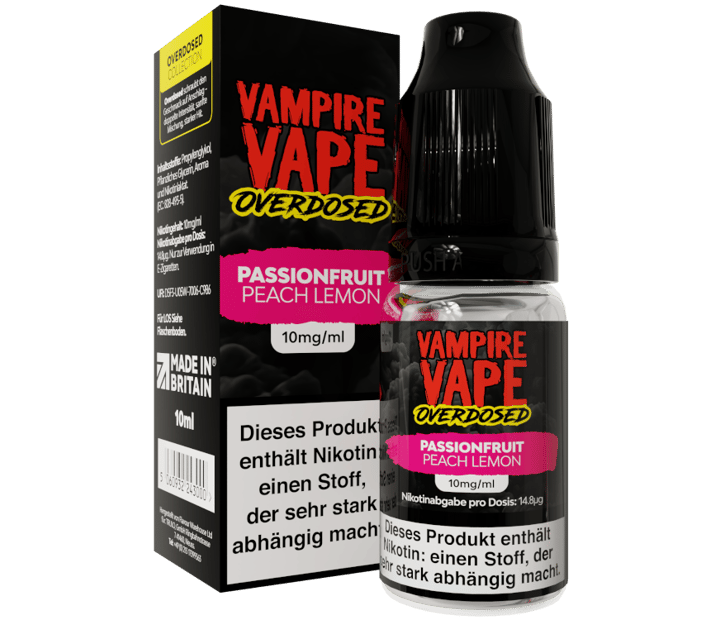 Vampire Vape - Overdosed - Passionfruit Peach Lemon - Nikotinsalz Liquid 10 mg/ml