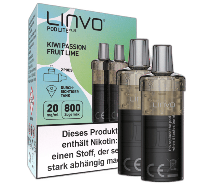 Linvo - Pod Lite Plus Cartridge Kiwi Passion Fruit Lime 20 mg/ml (2 Stück pro Packung)