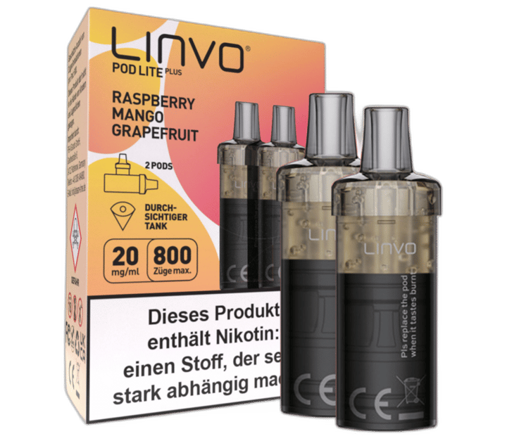 Linvo - Pod Lite Plus Cartridge Raspberry Mango Grapefruit 20 mg/ml (2 Stück pro Packung)
