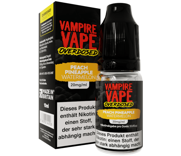 Vampire Vape - Overdosed - Peach Pineapple Watermelon - Nikotinsalz Liquid 20 mg/ml