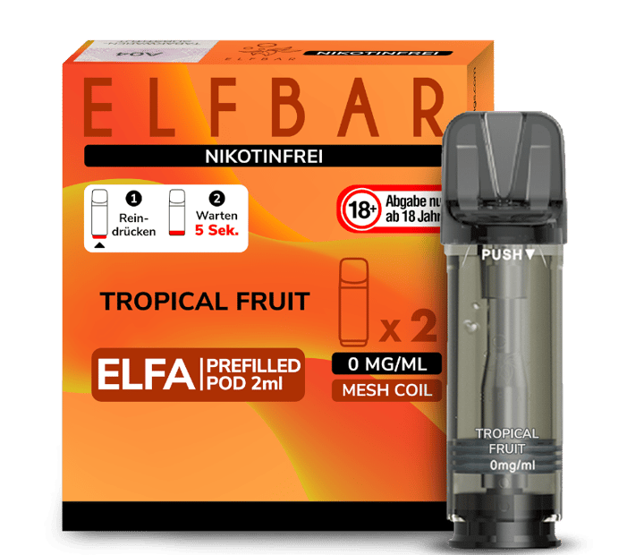 Elfbar - Elfa Pod Tropical Fruit 0 mg/ml (2 Stück pro Packung)