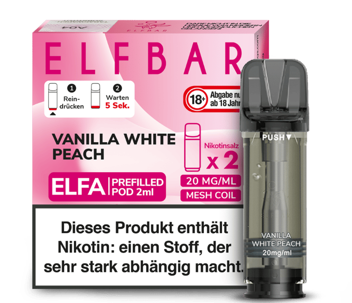 Elfbar - Elfa Pod Vanilla White Peach 20 mg/ml (2 Stück pro Packung)