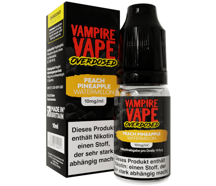 Vampire Vape - Overdosed - Peach Pineapple Watermelon - Nikotinsalz Liquid 10 mg/ml