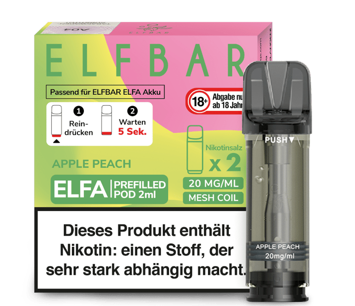 Elfbar - Elfa Pod Apple Peach 20 mg/ml (2 Stück pro Packung)