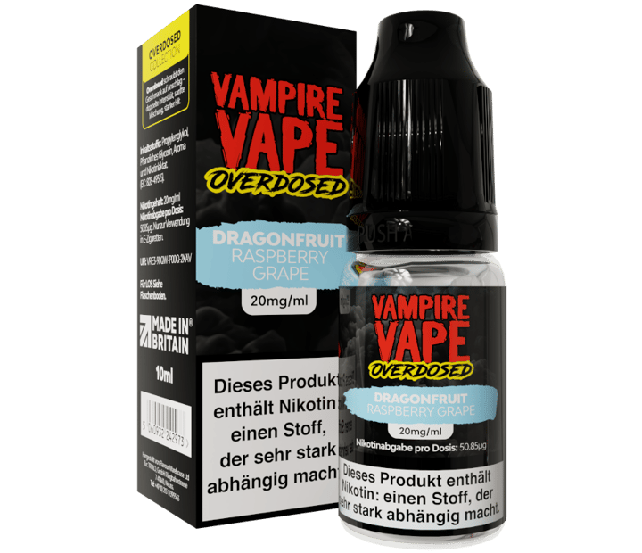 Vampire Vape - Overdosed - Dragonfruit Raspberry Grape - Nikotinsalz Liquid 20 mg/ml