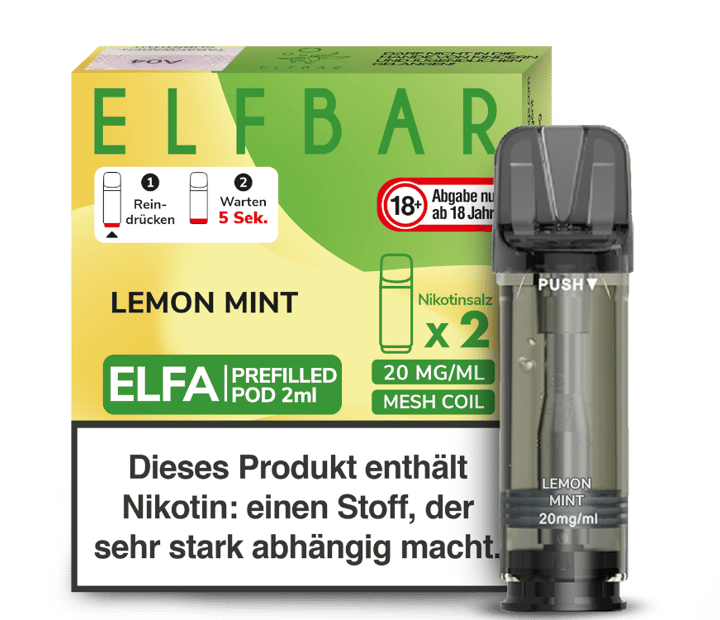 Elfbar - Elfa Pod Lemon Mint 20 mg/ml (2 Stück pro Packung)