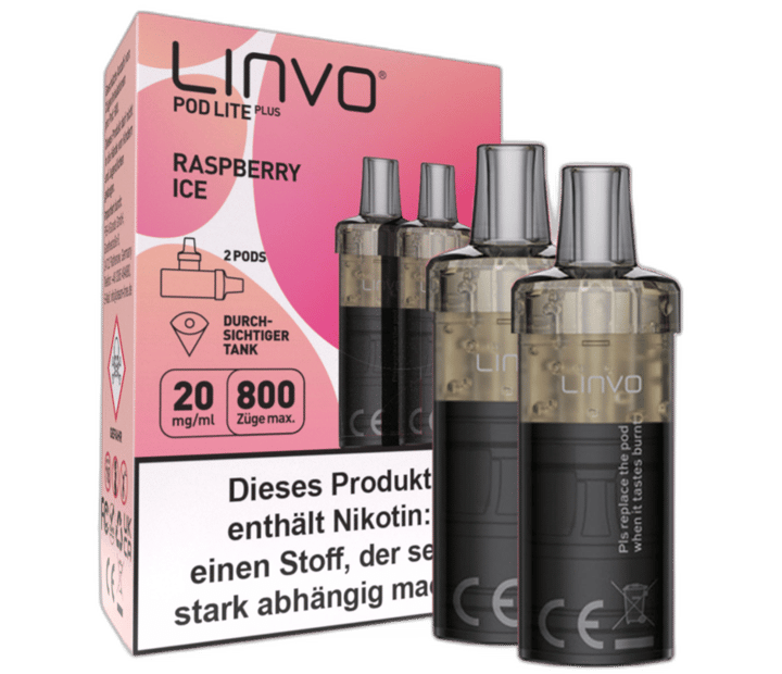 Linvo - Pod Lite Plus Cartridge Raspberry Ice 20 mg/ml (2 Stück pro Packung)