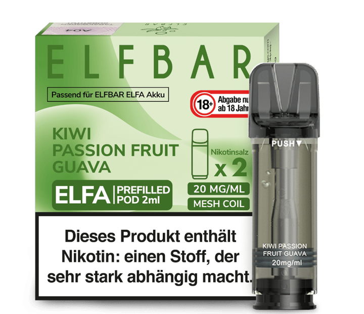 Elfbar - Elfa Pod Kiwi Passion Fruit Guava 20 mg/ml (2 Stück pro Packung)
