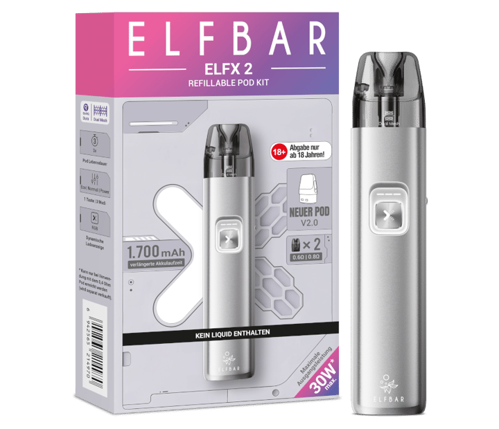 Elfbar - Elfx 2 E-Zigaretten Set Titanium Silver