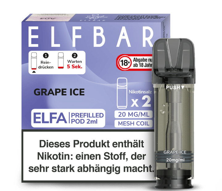 Elfbar - Elfa Pod Grape Ice 20 mg/ml (2 Stück pro Packung)