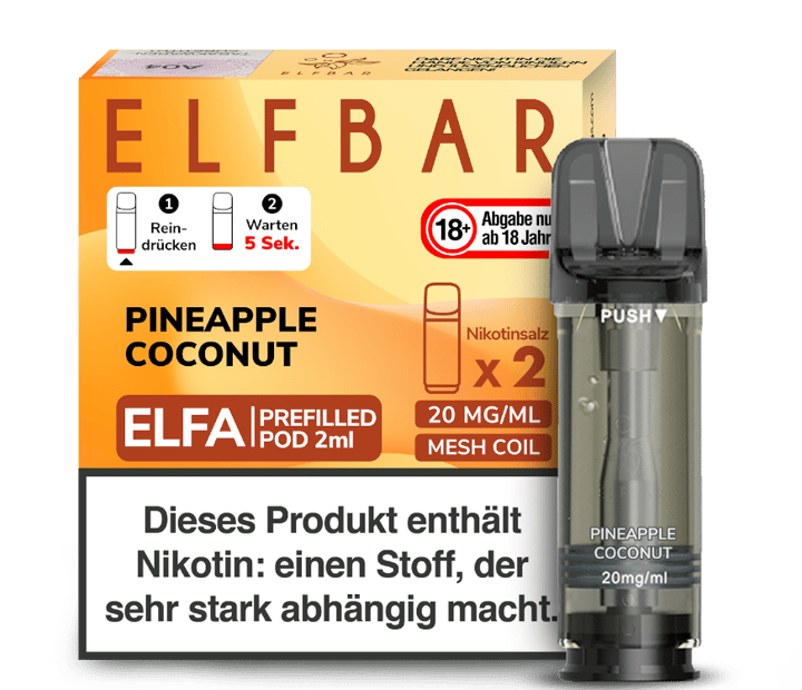 Elfbar - Elfa Pod Pineapple Coconut 20 mg/ml (2 Stück pro Packung)