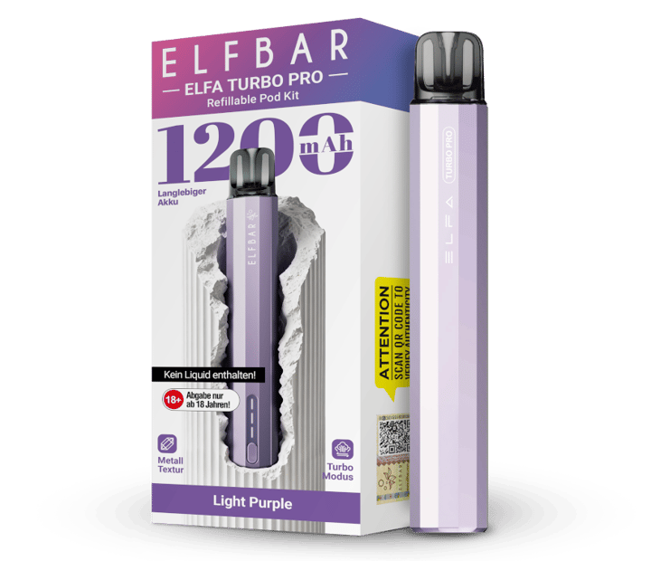 Elfbar - Elfa Turbo Pro E-Zigaretten Set Light Purple
